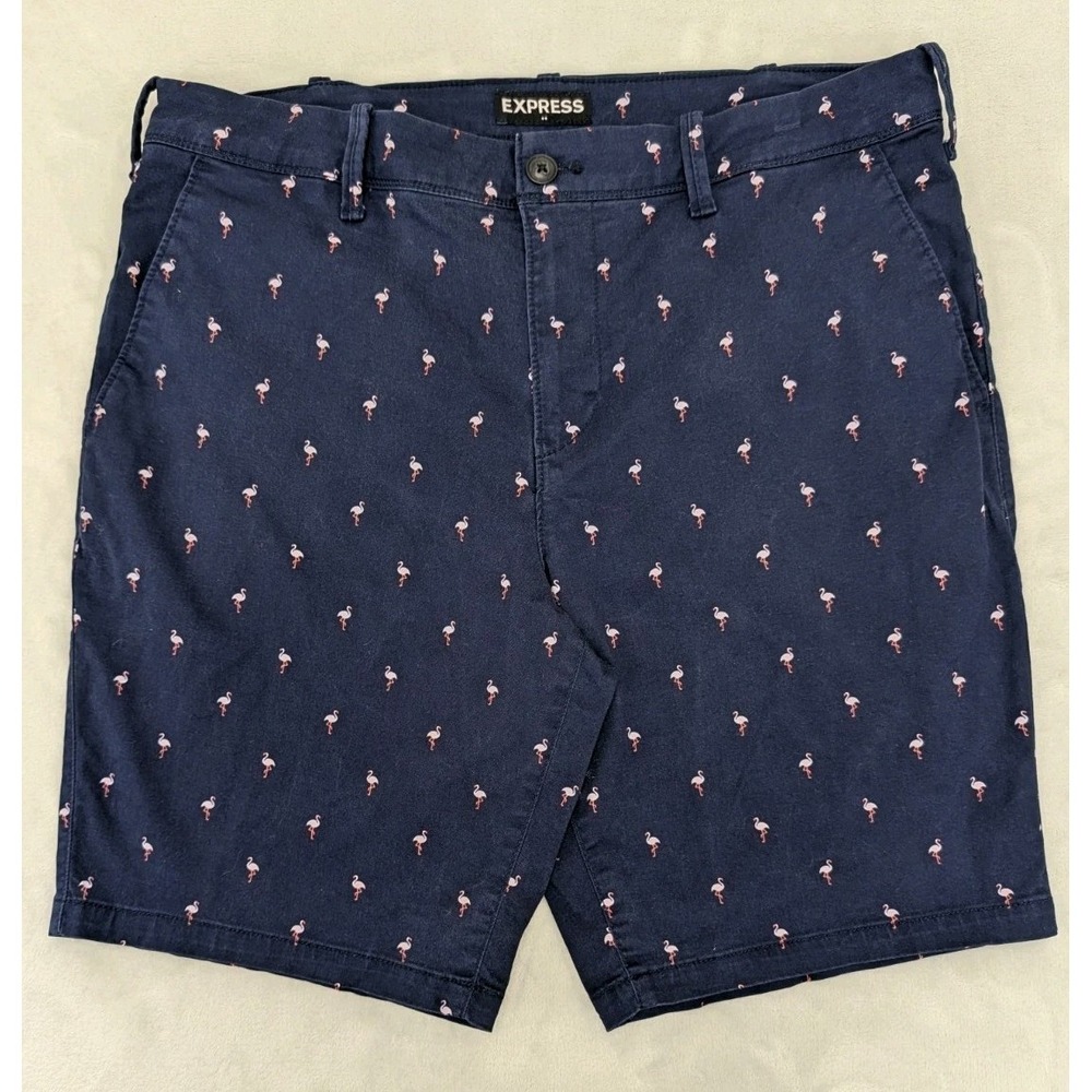 Express New York Men's Shorts Size 33 Flamingos Navy Summer Golf